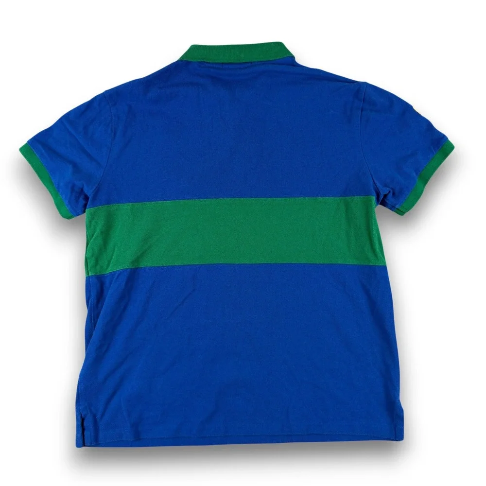 Polo Ralph Lauren Polo Shirt Mens L Blue Green Big Pony‎ Custom Slim Fit